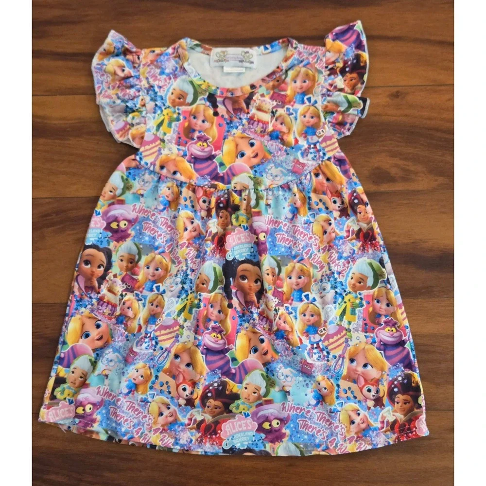 Allison & Aubrey's‎ Bowtique Alice's Wonderland Bakery Flutter Sleeve Dress 4T